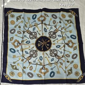 SOLD . . . .  Talbots 100% Silk Keys Design Scarf. 33x33